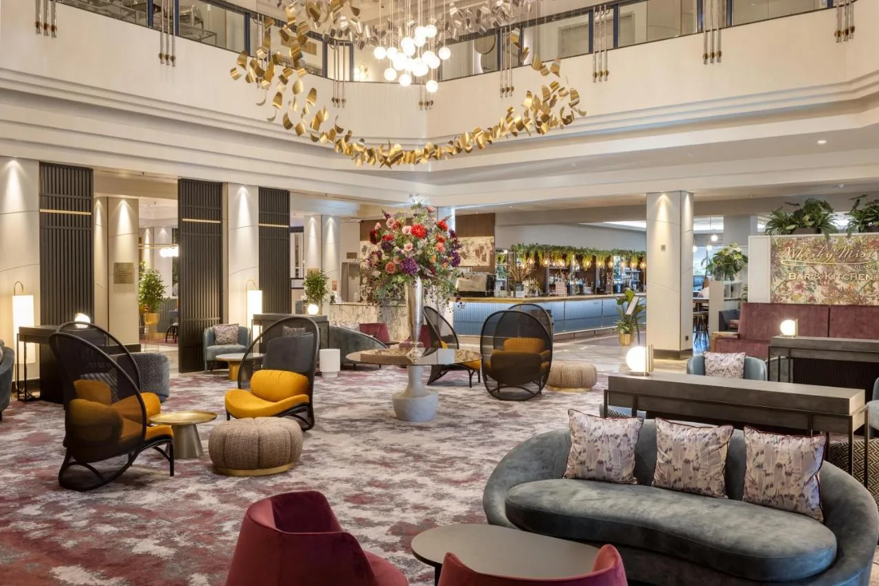 Hotel lobby seating area at Hilton Glasgow in Glasgow